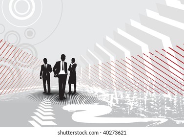 three business people on a busy background