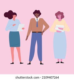 three business persons standing characters