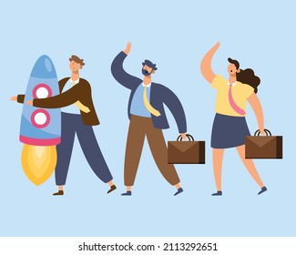 three business persons team characters