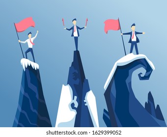 Three Businessman first reached the summit of the