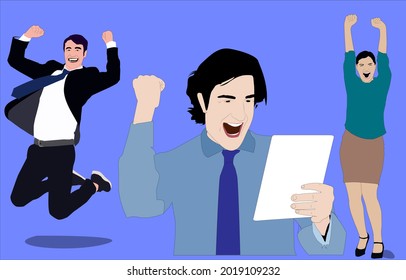 Three businessman  pepole enjoye they success (3layers)