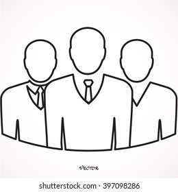 Three businessman silhouettes vector
