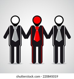 Three businessman silhouettes - vector icon