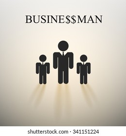 Three businessman silhouettes - vector icon