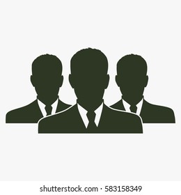Three businessman silhouettes - vector icon.