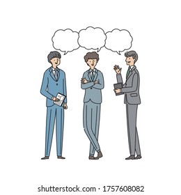 Three businessmen having a conversation  - vector (line & fill)