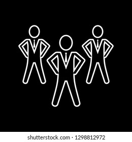 Three businessmen line art icon vector - white