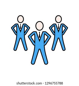 Three businessmen linear fill icon vector