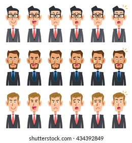 Three Businessmen Six Types Facial Expressions Stock Vector (Royalty ...