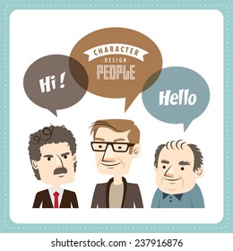 Three businessmen with speech bubbles 