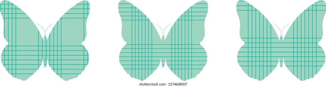tres mariposa con ilustración vectorial de impresión de línea sobre fondo blanco