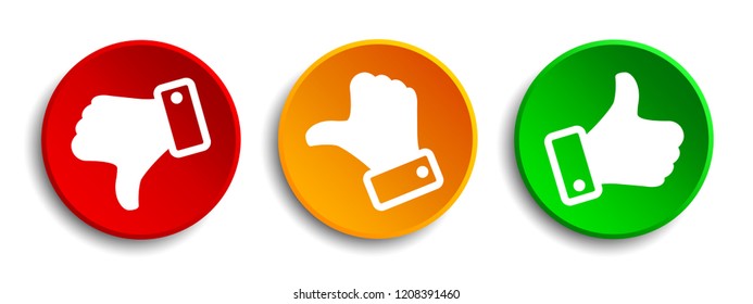 Three button with white valuation thumbs - stock vector