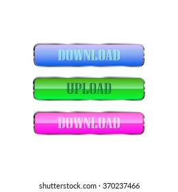 three buttons with different content of a white  background