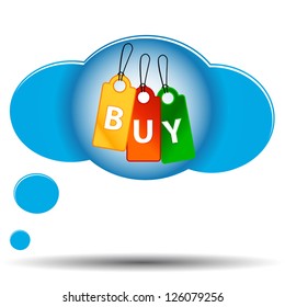 Three buy labels of different color and unique design.