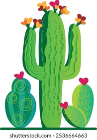 Three Cactus Green Heart Flowers