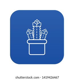 Three cactus icon blue vector isolated on white background