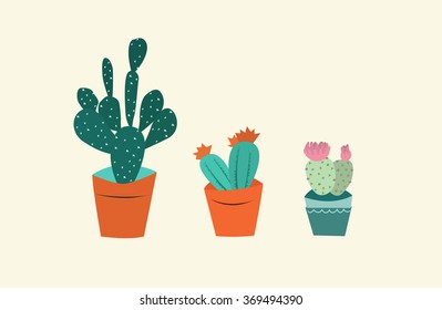 Three cactus illustrations