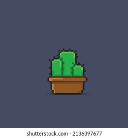 Tres cactus en la olla con estilo de píxel