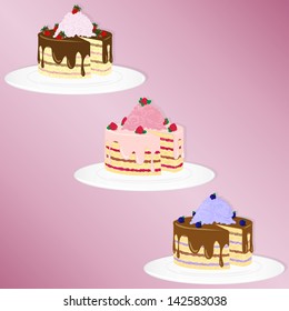 Three cake. Strawberry, blueberry, raspberry.