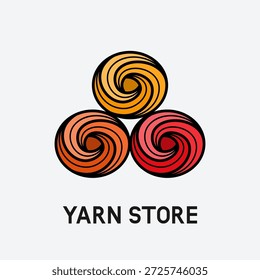 Drei Kuchen aus buntem Garn. Garnspeicher-Symbol. Vektorgrafik