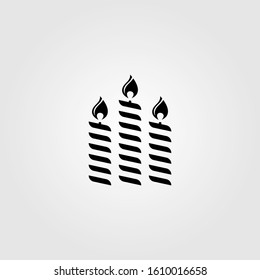 three candle light flame in black color design illustration