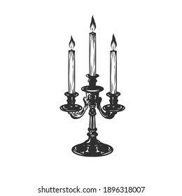 Three candles. Can be used as a sketch of a tattoo.