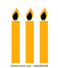 Three candles, Christianity icon. Simple line, outline vector religion icons for ui and ux, website or mobile application