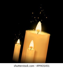three candles in the dark