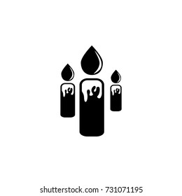 three candles with flame icon on white background