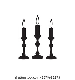 Three candles icon silhouette vector illustration on white background