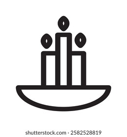 Three candles icon with staggered heights, representing balance, progression, and connection in spiritual or festive themes