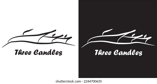 Three Candles Illustration Black and White