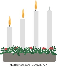 Three candles lit at the third sunday in advent.