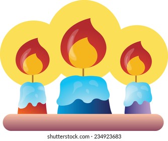 Three Candles Vector Stock Vector (Royalty Free) 234923683 | Shutterstock