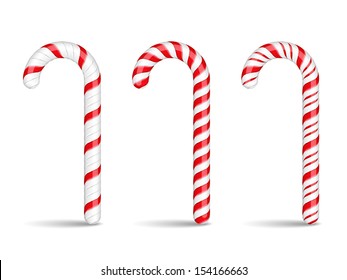 Three candy canes on white background, vector eps10 illustration