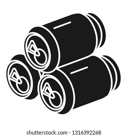 Three cans of drink icon. Simple illustration of three cans of drink vector icon for web design isolated on white background