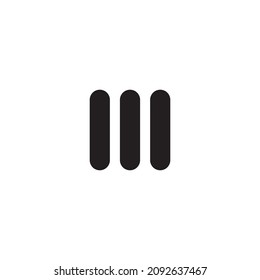 three capsules letter M or W simple symbol logo vector