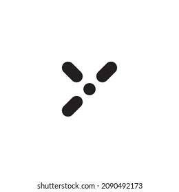 tres cápsulas, una letra de píldora y un simple símbolo vectorial