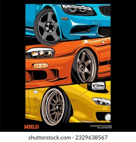 three car t shirt graphic design vector illustration \