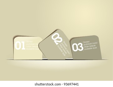 three card in paper cut / vector / simple modern beige design