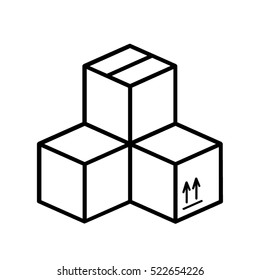 Three cardboard boxes for moving Minimalistic Flat Line Stroke Icon Pictogram Illustration