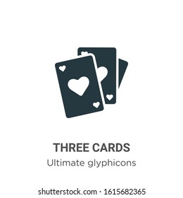 Three cards glyph icon vector on white background. Flat vector three cards icon symbol sign from modern ultimate glyphicons collection for mobile concept and web apps design.