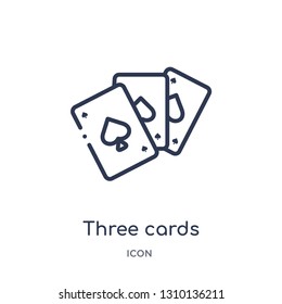 three cards icon from ultimate glyphicons outline collection. Thin line three cards icon isolated on white background.