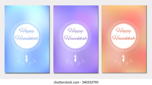 three cards for jewish holiday , hanukkah. illustration