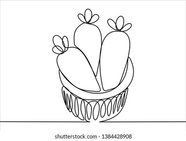 Three carots. Vegetables. Continuous line