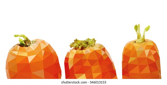 Three carrot top, low poly vector illustration.
