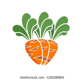 Three Carrots. Flat vegetable icon