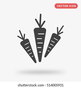 Three carrots vector icon on gray background
