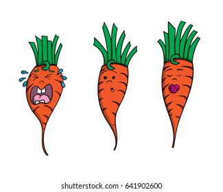 Three Cartoon Baby Carrots Stock Vector (Royalty Free) 641902600 ...