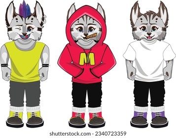 Three cartoon characters wearing hoodie